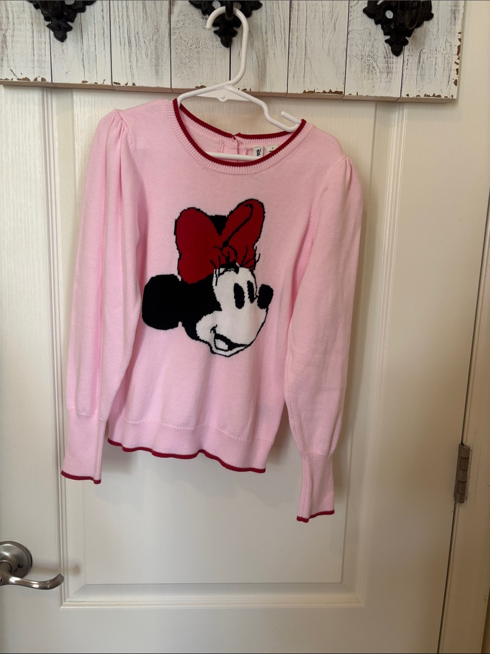 Janie and Jack Pink Minnie Mouse Sweater with Red Bow 7t